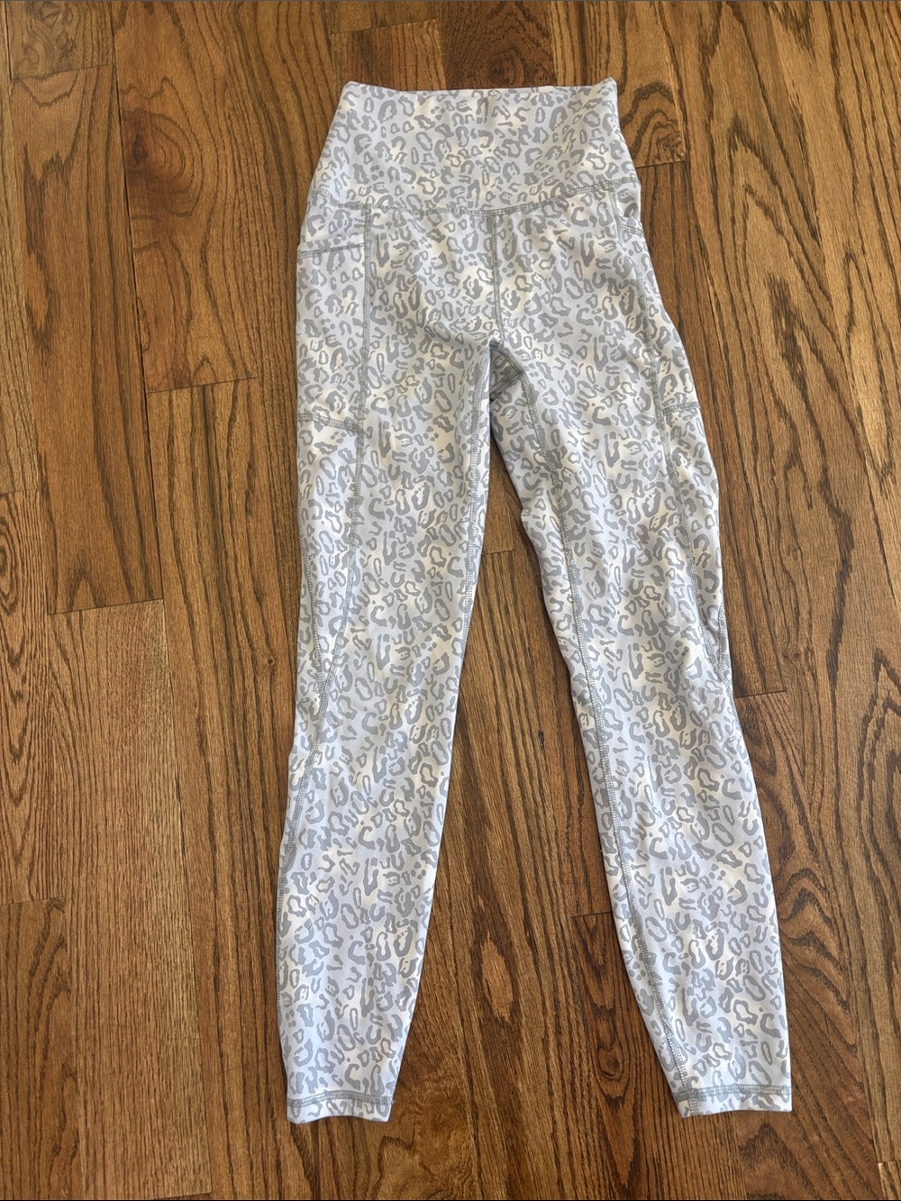 RBX White & Light Gray Leopard Print High-Waist Leggings